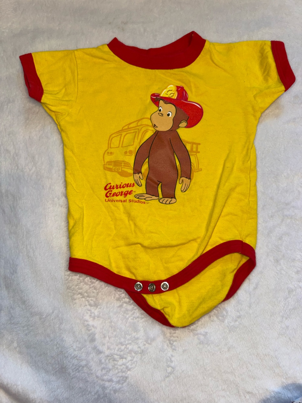 Universal Curious George Yellow & Red Baby Bodysuit